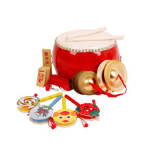 5 6 7 8 9 10牛皮鼓 红锣鼔 儿童鼓 幼儿园腰鼓 大鼓 流行传统花鼓敲打击乐器 18寸牛皮鼓60*30CM