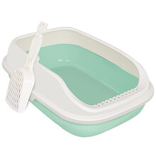 带猫砂铲 憨憨宠猫砂盆猫厕所大号半封闭式猫沙盆宠物猫便盆幼猫成猫防外溅猫屎盆猫咪用品茶青绿大号 茶青绿 小号