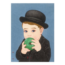 现代简约那小先签名版画——《吃苹果的马格利特》沙发背景墙装饰画挂画 画芯尺寸 50×38cm