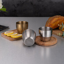 德勒304不锈钢饮水杯单层啤酒杯餐厅饮料杯韩式咖啡冷饮杯茶水杯口杯 金色240ML【304】