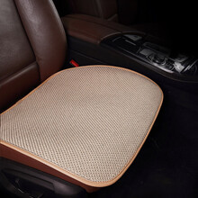 恒源祥纯亚麻汽车坐垫 通风透气四季坐垫通用免绑汽车座垫单片座垫主驾驶单座垫前排四季垫适用各种车型 小方垫【米色】
