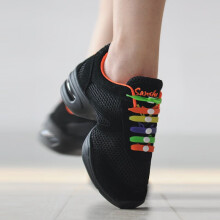 三沙（SANSHA）舞蹈鞋女软底爵士鞋广场舞网面跳舞运动现代舞黑色 黑色（正常码） 40(25cm)