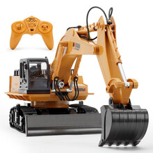 汇纳遥控挖掘机合金工程车玩具挖土机装载车推土机抖音同款亲子互动男孩益智玩具 11通合金遥控挖掘机