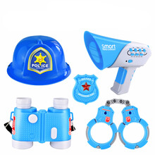 小警察儿童变声喊话器手铐帽子套装创意整蛊趣味小孩变音喇叭玩具 变声喊话器+小警察4件套 均码