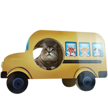 猫抓板磨爪器瓦楞纸窝猫爪板玩具立式抓柱超大防抓护沙发猫咪用品 黄色校车