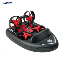 遥控车水陆空三合一气垫船三栖无人机飞行器变形耐摔玩具男孩礼物 A152红色