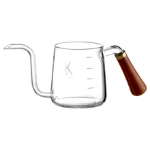 美喜啡手冲壶挂耳咖啡专用 细口壶 创意实木手柄迷你家用玻璃咖啡壶玻璃手冲咖啡壶带刻度家用耐热手冲侧把 透明250ML