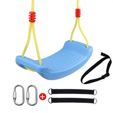 宏登儿童秋千家用室内户外玩具宝宝荡秋千板休闲秋千小孩座椅 升级蓝色秋千板+登山扣+长链接带+腰带
