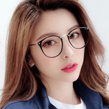 防辐射眼镜女无度数近视眼镜抗蓝光韩版网红款电脑蓝光护目镜 亮黑色 【防辐射 防蓝光】无度数