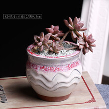 陶瓷花盆幻彩紫砂透气多肉植物组合大号拼盘老桩绿植盆栽小花盆SN4299 西瓜粉 X24 10cm