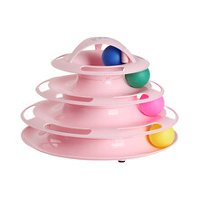 耐威克 猫玩具猫四层塔转盘轨道猫咪玩具球 粉色