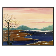 墨斗鱼 周歆布面丙烯油画原作《默默的霞光》客厅装饰画沙发背景墙壁画新中式轻奢挂画现代简约餐厅艺术品