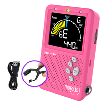 小天使 MT40W长笛/萨克斯/小号/笛子调音器 管乐专用校音器节拍器 【人声喊拍大彩屏】MT1960粉+拾音夹+充电线