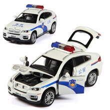 彩珀合金车模型1:24仿真保时捷悍马奥迪卡宴路虎揽胜极光声光滑行可开门玩具汽车 宝马X6警车