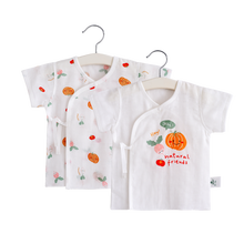 盛哲卡 新生儿衣服纯棉纱布薄短袖婴儿上衣绑带0-3个月宝宝和尚服护肚衣夏季2件装 橘色南瓜（2件装） 66cm（2件装）