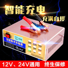 彤奥 汽车电瓶充电器12V24V伏通用型摩托车小轿车蓄电池纯铜智能脉冲修复全自动充电机 宽电压土豪金
