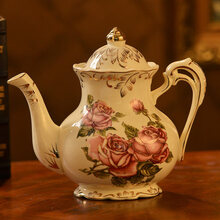 咖啡杯套装英式下午茶杯子红茶杯欧式茶具陶瓷杯碟家用水杯具优雅 《皇后玫瑰》咖啡壶