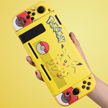 switch保护套硅胶  任天堂switch保护套硅胶ns配件透明外壳续航版游戏机手柄分体软壳 经典卡通软壳带摇杆帽+钢化膜