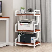 麦芽打印机置物架落地多层办公桌边复印机架子收纳储物多功能cd功放机柜音响架  三层柚木面白架