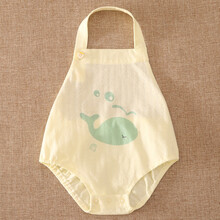 新款婴儿肚兜夏新生儿纯棉护肚子防踢被宝宝睡觉三角包屁衣薄款透气 黄色鲸鱼 59码建议年龄0-3个月