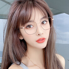 帕娜美菈 防蓝光近视眼镜女韩版潮金丝防辐射眼镜网红款大框多边形 黑金 【配近视 防辐射 防蓝光】1.56非球面,留言度数