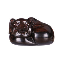 十二生肖木雕鼠牛虎兔龙蛇马羊猴鸡狗猪红木手把件 黑檀木雕把玩件木雕工艺品礼品木雕十二生肖小摆件礼品 黑檀木生肖猪手把件