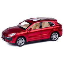 合金1:32丰田普拉多霸道酷路泽汉兰达 埃尔法 雷克萨斯LX570本田奥德赛大众迈特威汽车模型回力 保时捷卡宴-红色