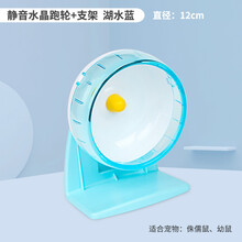 宠尚天 仓鼠跑轮玩具滚轮静音支架金丝熊刺猬用品大号21cm跑步轮子跑球 静音水晶跑轮+支架（湖水蓝 12cm）
