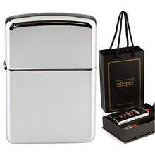 美国之宝ZIPPO防风打火机 加厚盔甲经典拉丝镜面光板正品ZP纯铜 白冰镜面167礼盒套装