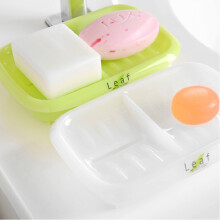 INOMATA日本进口肥皂盒沥水盒 双格可沥水肥皂盒 白色