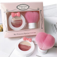 粉色安琪腮红高光一体盘裸妆自然修容橘色晒红胭脂学生平价女 奶茶粉（微闪）