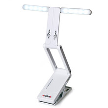 AROMA阿诺玛谱夹灯锂电池USB充电式谱架灯可夹式LED谱台灯乐谱灯两档调节钢琴灯可折叠小台灯 白色