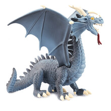 仿真侏罗纪恐龙模型 实心塑胶霸王龙暴龙翼龙迅猛龙副栉龙食肉牛龙动物套装儿童玩具礼物男女孩3-10岁 飞天蓝龙