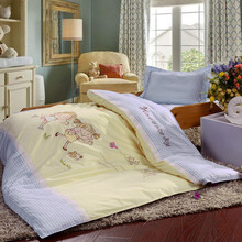 窝居坊家纺儿童床品三套件全棉卡通幼儿园被子六件套绣花双用 单用可选 美好时光 套餐一单被套三件套不含芯