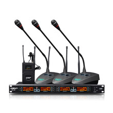 狮乐（SHILE） SH10U段无线话筒一拖四会议鹅颈手持头戴耳麦领夹培训麦克风套装 主机+1只领夹+3只鹅颈话筒