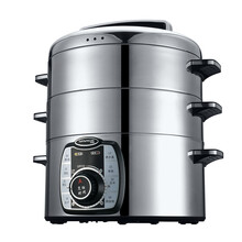 SANMSIE 山姆斯多用途锅多功能电蒸锅家用SMS-32J不锈钢机械款三层大容量电火锅 机械款32cm（底锅+2层）