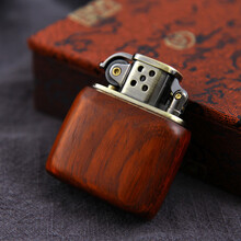 木居御浩堂 木质打火机 檀木煤油火机文艺打火机实木烟具复古木质 送男友生日礼品 紫檀礼盒装