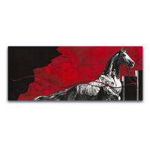 青研会 装饰画版画挂画马水墨画客厅卧室书房玄关办公室壁画礼品画孙浩限量签名版《红旗》200x80cm