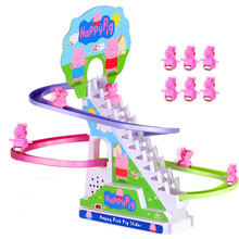 儿童电动轨道车玩具婴儿1-2周岁宝宝抖音同款玩具男孩带音乐小孩玩具1-3岁小猪滑梯 6只小猪【电动音乐爬爬梯】