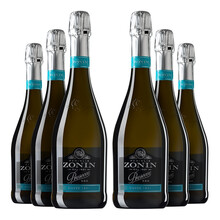 意大利进口葡萄酒卓林普劳塞考干型气泡酒起泡葡萄酒Zonin Prosecco DOC 750ml *6瓶（优惠10%）