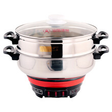 多朗 多星锅33/35cm多功能304电热火锅家用炒锅蒸锅养生锅 33cm锅(带1蒸格)