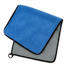 车丽友（CHELIYOU）加厚双面珊瑚绒洗车毛巾大号小号擦车巾 无痕超细纤维 灰色·蓝色 30*60双面珊瑚绒毛巾*2条