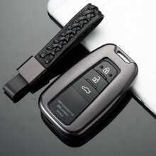 迪加伦 金属 18款凯美瑞钥匙包 CHR奕泽亚洲龙雷凌普拉多霸道钥匙套壳 汽车钥匙扣 男士女 天空灰+时尚编织绳