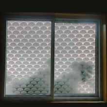 迪茵自粘玻璃贴膜磨砂窗户玻璃贴纸透光不透明窗花纸办公室空调房防晒 贝壳扇 90cm*2米