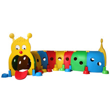 幼儿园毛毛虫钻洞儿童爬行隧道游乐玩具 小精灵爬行隧道游乐场钻圈宝宝钻洞乐园 黄色-8节
