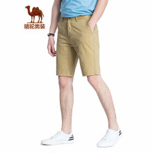 骆驼（CAMEL）男装 夏季纯棉五分裤青年中腰纯色短裤休闲男裤子 卡其 32