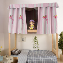 英罗兰 宿舍床帘遮光帘大学生寝室短帘上铺下铺床幔蚊帐 粉红豹 2*1.5高二片加顶(围三面含顶)