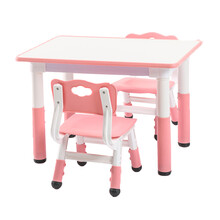 妈妈亲（MAMAQIN） 幼儿园儿童桌子宝宝课桌椅画画写字桌学前班塑料座椅可升降 樱花粉色一桌两椅（80*60）