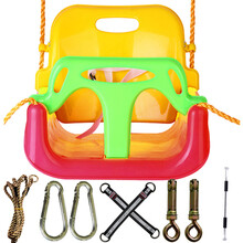 儿童秋千玩具幼儿户外秋千座椅婴儿宝宝室内荡秋千婴幼儿家用阳台三合一防空翻吊椅室外吊篮大空间 红色秋千+挂钩+连接带+膨胀螺丝+1米单杠