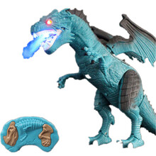 大号恐龙玩具仿真动物喷雾飞龙霸王龙遥控电动儿童仿真模型侏罗纪 遥控寒冰飞龙【蓝色】喷雾款 配充电套装+送12只小恐龙
